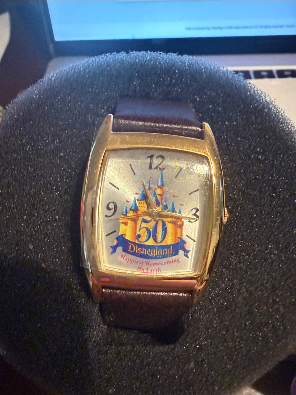 Disneyland 50th Anniversary Gold-Tone Watch - Brown Band